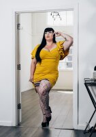 Kixies Michelle halterlose Str&uuml;mpfe gro&szlig;es Netz Muster schwarz S - XL