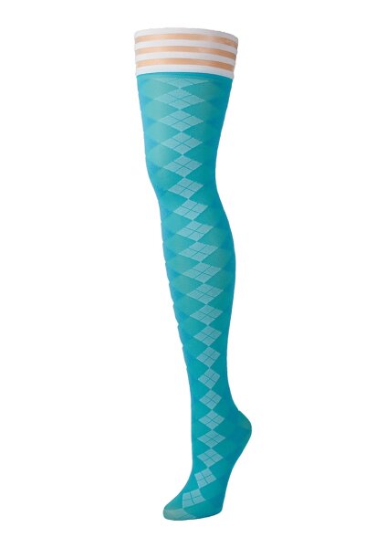Kixies Par 4 hold-up stockings check/ diamond pattern blue S
