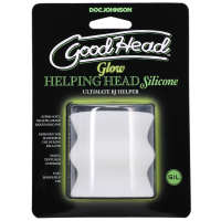 Doc Johnson Glow Helping Head Silicone Masturbator Sleeve - Frost / Green Glow