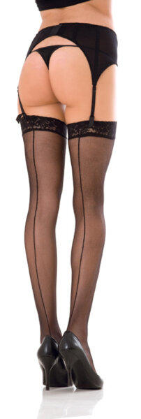 Lace Top Sheer Thigh High W. Backseam, OS