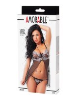 Amorable by Rimba Babydoll with G-string One size Black / White