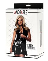 Amorable Partykleid im Latex Look Schwarz M