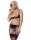 Amorable Half-Cup Bra with Thong, Garter Belt and Stockings Black White L-XL
