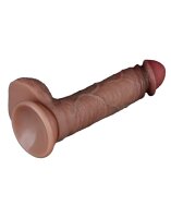 LoveToy - Dual Layered Silicone Dildo 19.5 cm (&Oslash; 3.7 cm) - Brown