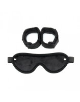 Rimba Soft Bondage Handcuffs With Mask Adjustable Black