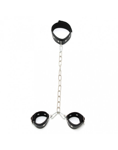 Rimba Hals-Handfessel Kombi mit Ketten Silber Schwarz