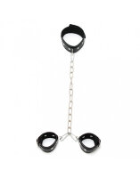 Rimba Hals-Handfessel Kombi mit Ketten Silber Schwarz