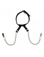 Rimba Halsband mit Brustklammern an Ketten Silber, Schwarz