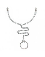 Rimba Brustklammern mit Kette und Cockring Silber...