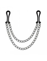 Rimba Plastic Nipple Clamps with Metal Chain Black Silver 2 Pieces
