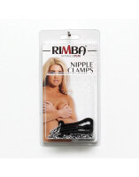Rimba Plastic Nipple Clamps with Metal Chain Black Silver 2 Pieces
