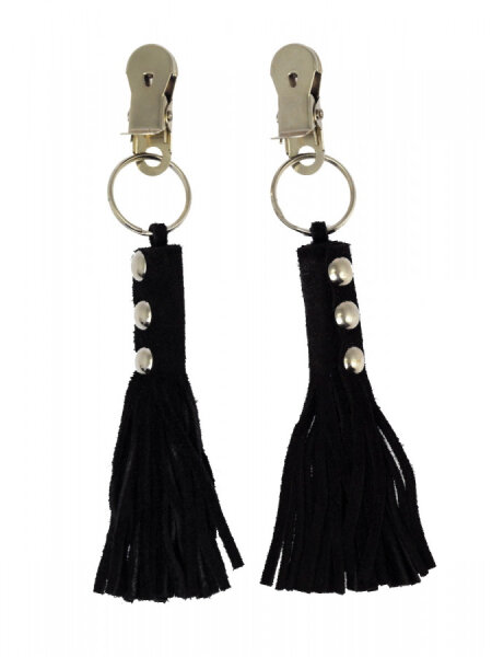 Rimba Nipple clamps with little leather whip attached