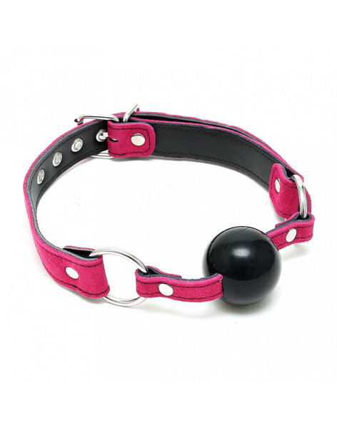 Rimba Mundknebel mit Silikonball Rosa Schwarz &Oslash; 4,4 cm