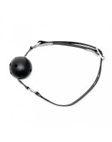 Rimba Ball Gag with Leather Strap Black &Oslash; 4.4 cm
