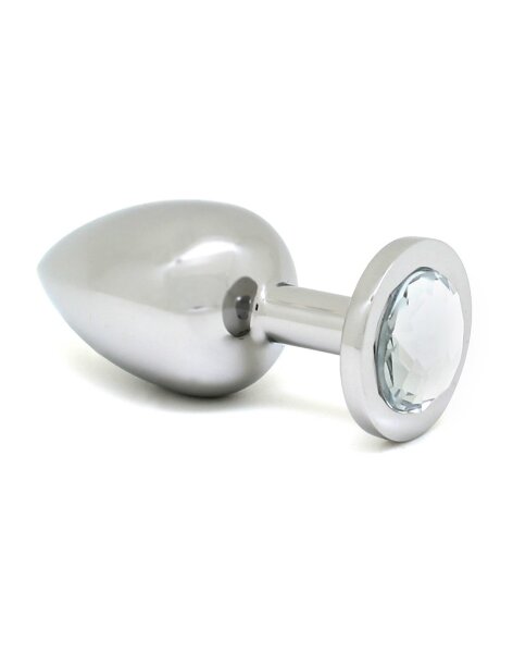 Rimba Analplug mit Kristall Silber &Oslash; 4 cm