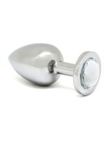 Rimba Analplug mit Kristall Silber &Oslash; 4 cm