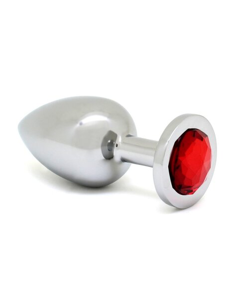 Rimba Analplug mit Kristall Silber Rot &Oslash; 4 cm