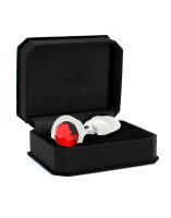 Rimba Analplug mit Kristall Silber Rot &Oslash; 4 cm
