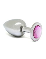 Rimba Anal Plug with Crystal Silver Pink &Oslash; 4 cm