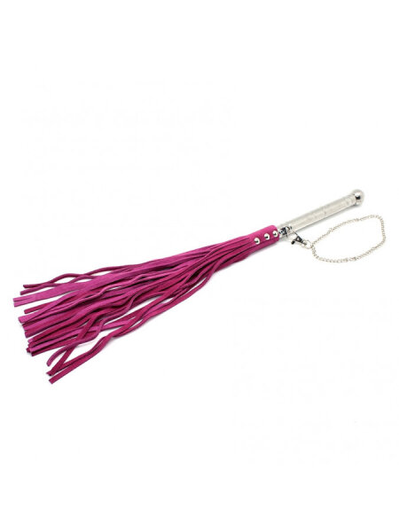 Rimba Leather Flogger Silver Pink 52 cm