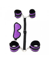 Rimba Soft Hand to Ankle Cuff Set with Mask 4-Piece Purple Black