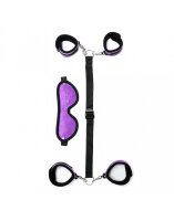 Rimba Soft Hand to Ankle Cuff Set with Mask 4-Piece Purple Black