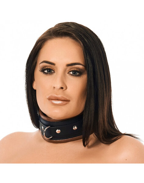 Rimba Padded Collar with D-Ring Black Brown S/M