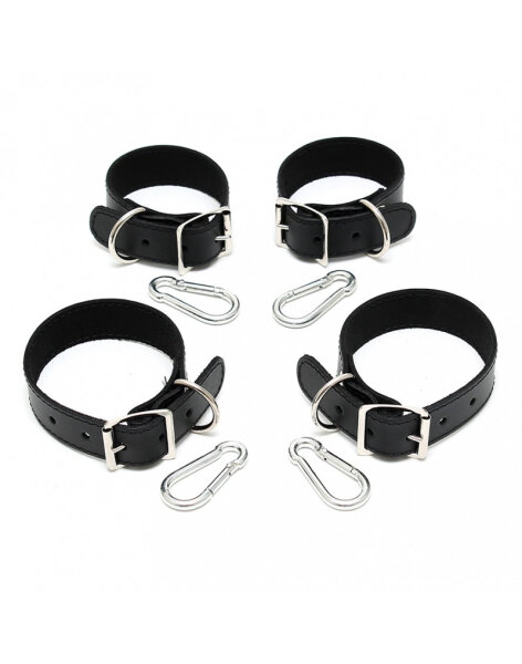 Rimba 4-Piece Hand and Ankle Cuff Set Black Silver