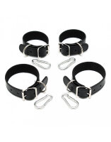 Rimba 4-Piece Hand and Ankle Cuff Set Black Silver