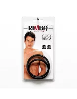 Rimba 2-teiliges Cockring Set Schwarz &Oslash; 5+5,5 cm