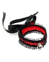 Rimba Satin Look Collar with O-Ring Red Black One Size