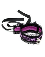Rimba Satin Look Collar with O-Ring Purple Black One Size