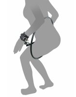 Rimba Restraint Ring with leather cuffs and padlock