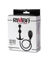 Rimba Latex Play - Inflatable Anal Plug with Double Balloon and Pump - Black