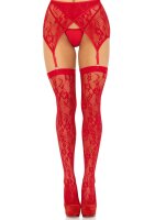 Leg Avenue Lace thigh highs & garterbelt rot O/S