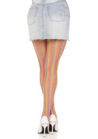 Rainbow crochet net tights O/S multicolor