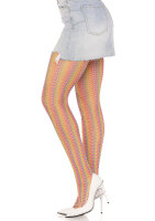 Rainbow crochet net tights O/S multicolor
