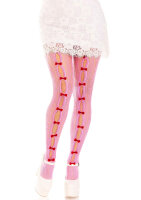 Sweetheart striped net tights O/S pink