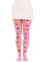 Sweetheart striped net tights O/S pink