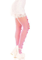 Sweetheart striped net tights O/S pink