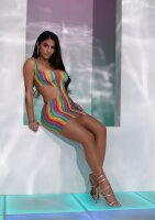 Leg Avenue Rainbow stripe mini dress O/S