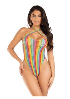 Leg Avenue Rainbow stripe halter bodysuit rainbow O/S