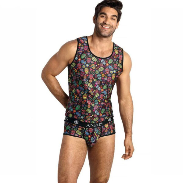 ANAIS Men Mexico Top mit bunten Totenk&ouml;pfen S - XL