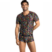 ANAIS Men Mexico T-Shirt mit bunten Totenk&ouml;pfen S - XL
