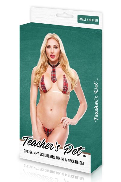 Teachers Pet 3 Pc Skimpy School Girl See Thru Bikini Set S/M - Queensize