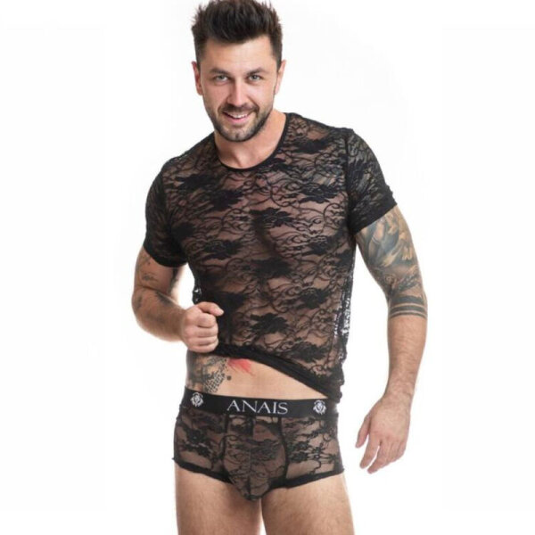 ANAIS Men Romance T-shirt with transparent lace S