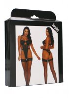 Forplay Caught My Heart Mesh Bra and Suspender String black S