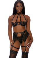 Forplay In Full Bloom Lingerie Set black S