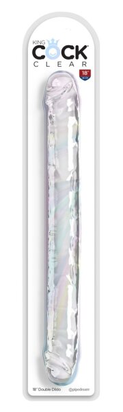 King Cock 18 Inch Double Dildo Clear