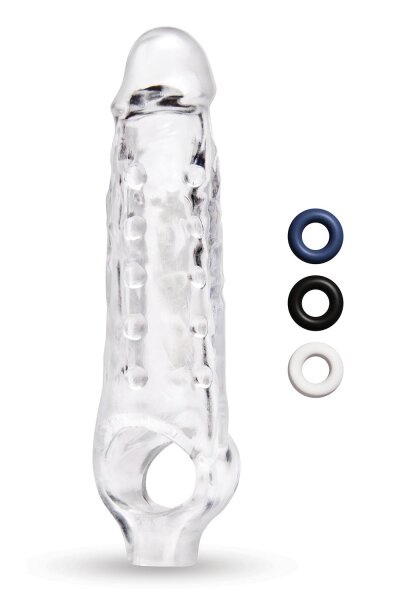 Size Up Clear View Studded Penis Extender With Ball Loop